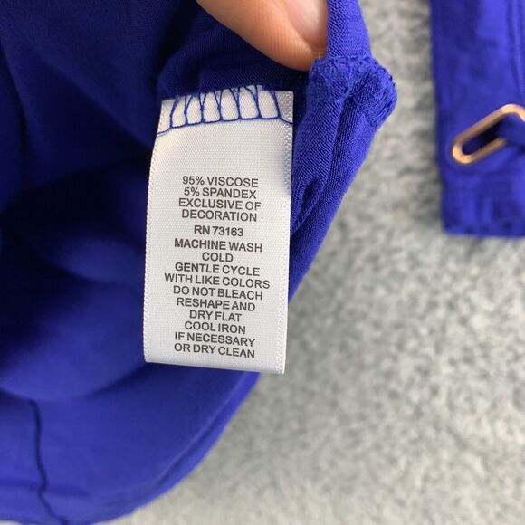 Cable & Gauge Womens Top Blouse Grommet 3/4 Sleeve Blue Purple Size Medium - Picture 6 of 10